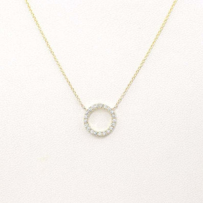 Geometric circular ring with diamond inlay and bangle chain for the collarbone